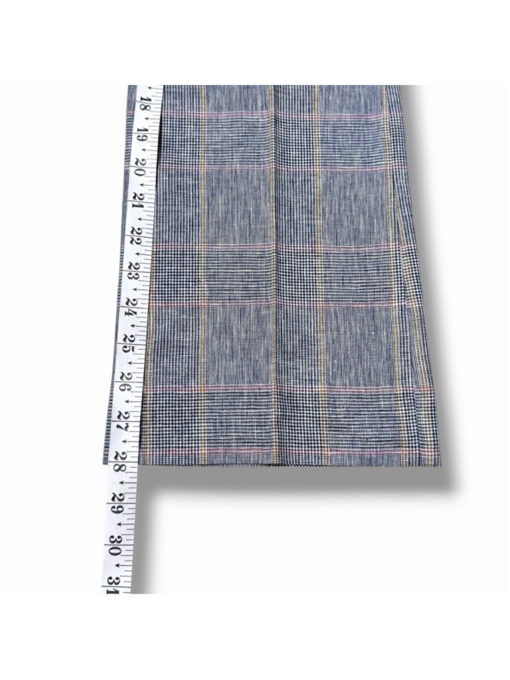 Sandro Paris Womens 36 Tailored Plaid Trousers Blue Pink Linen Blend Bootcut EUC - Picture 5 of 10